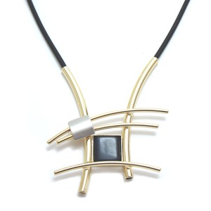 Two tone Navy blue 'hashtag' Pendant on Rubber Cord